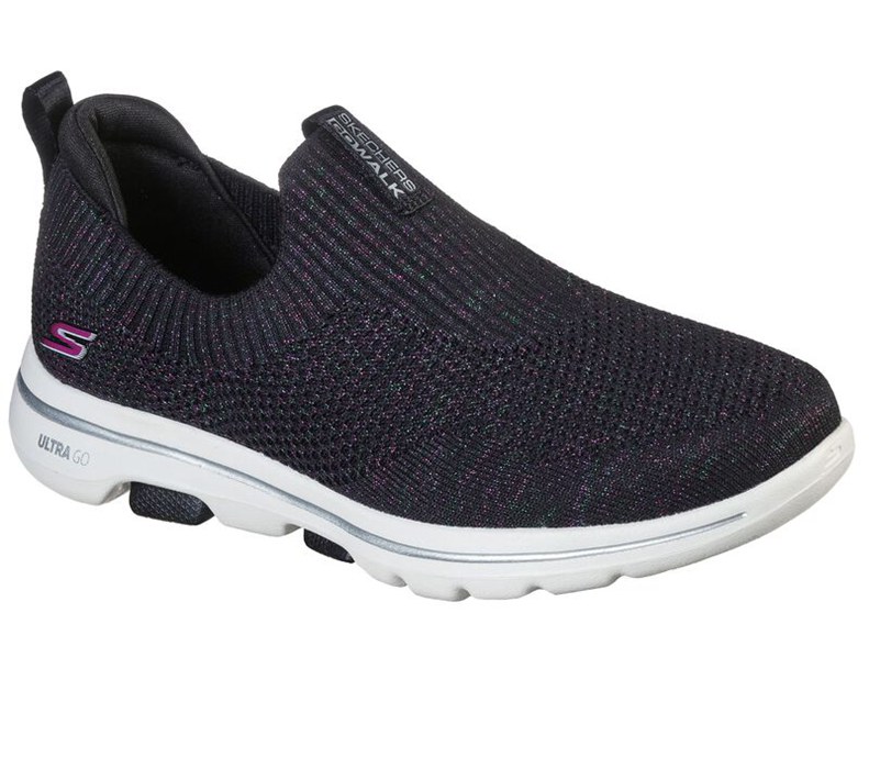 Skechers Gowalk 5 - Sparkly - Womens Slip On Shoes Black/Multicolor [AU-SQ0743]